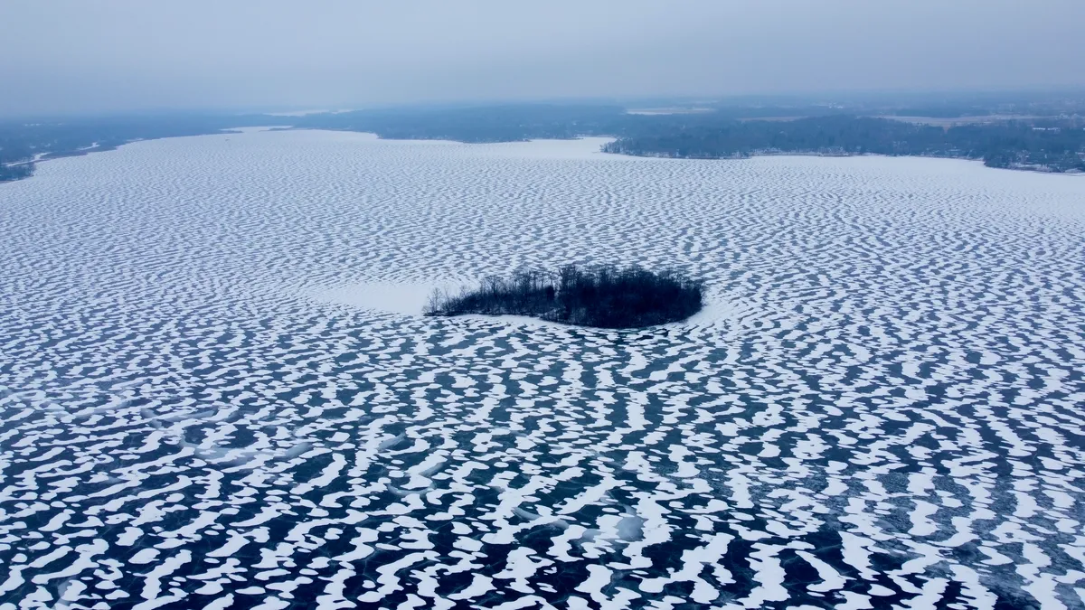 Frozen Lake Drone View